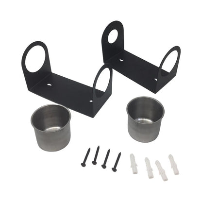 Set of 2 Black Iron Wall Mount Funnel Storage Rack with 300ml Trays