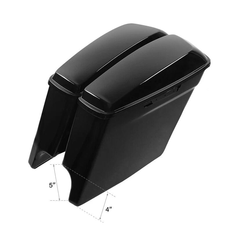 5" Vivid Black Stretched Saddle Bags for Harley Touring (2014–2024)