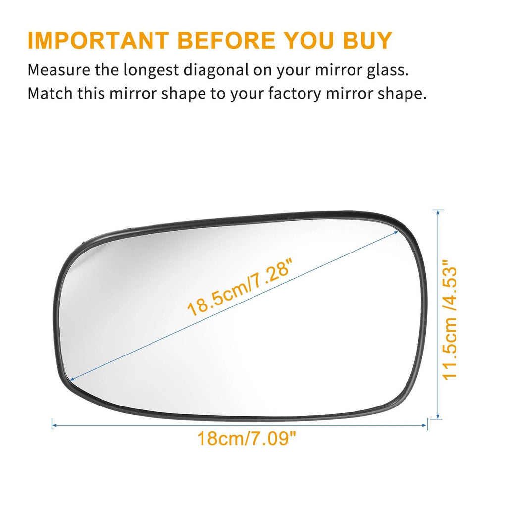 Rearview Mirror Glass Right Side Heated for Honda Accord (2003–2007)