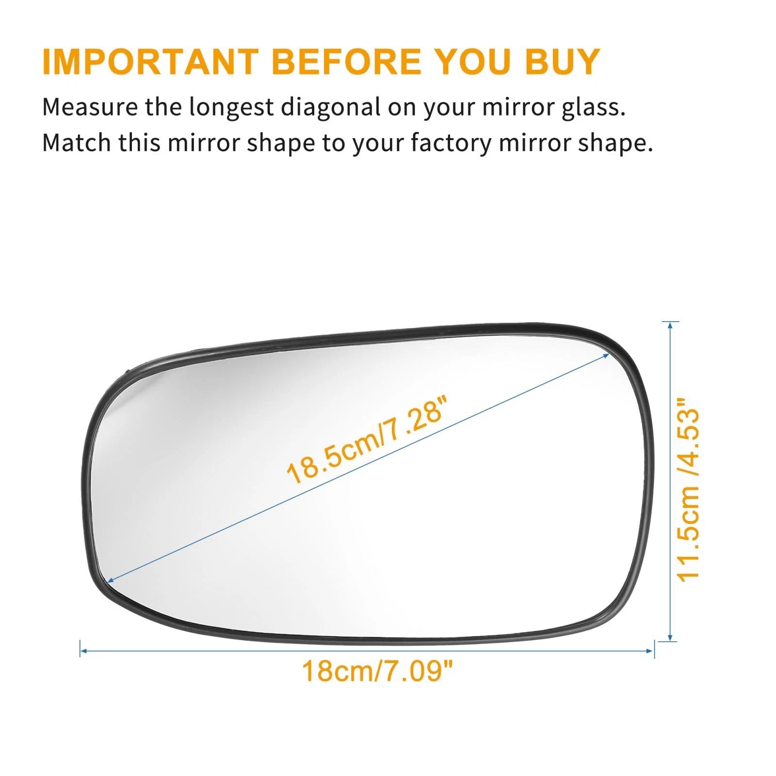 Rearview Mirror Glass Right Side Heated for Honda Accord (2003–2007)