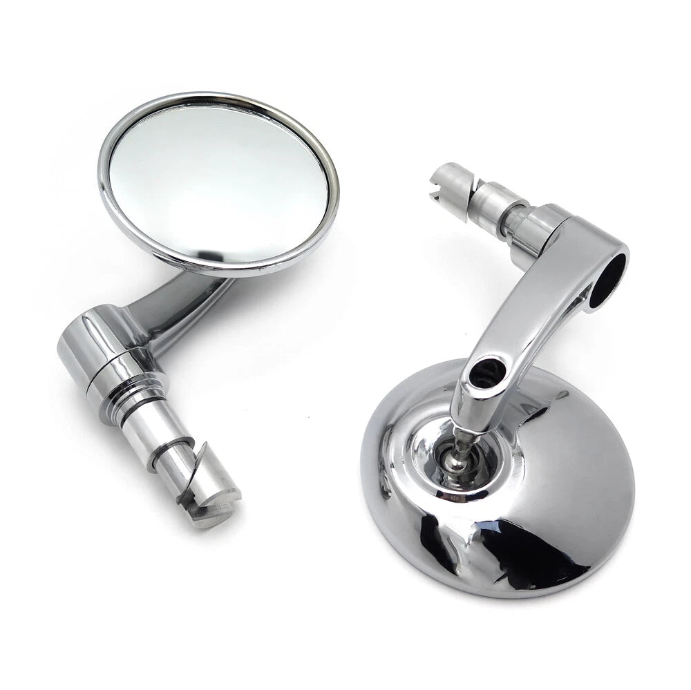 Chrome Round Bar End Mirror for Harley (7/8", 1", 22mm, 25mm)