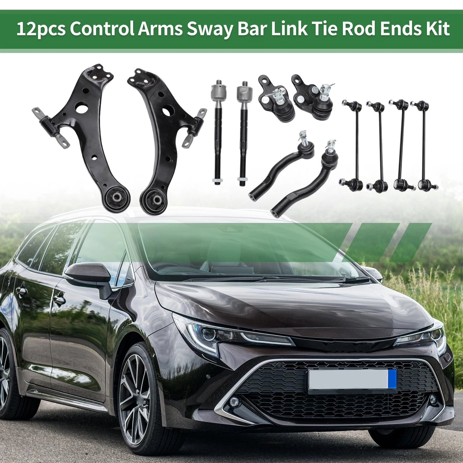 12PCS Front Suspension Lower Control Arm Kit for Toyota Camry (2005–2015)