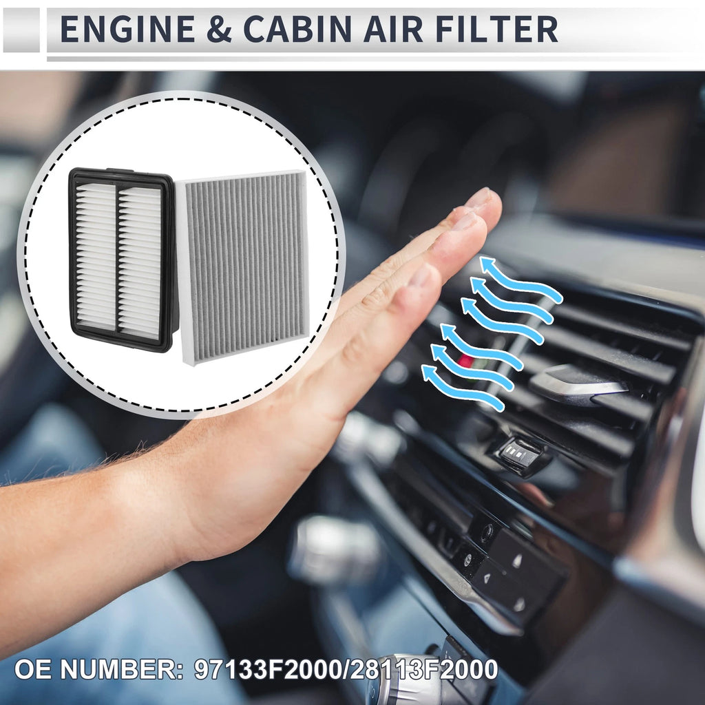 Engine Cabin Air Filter Combo No. 97133F2000 for Kia Forte (2019–2024)