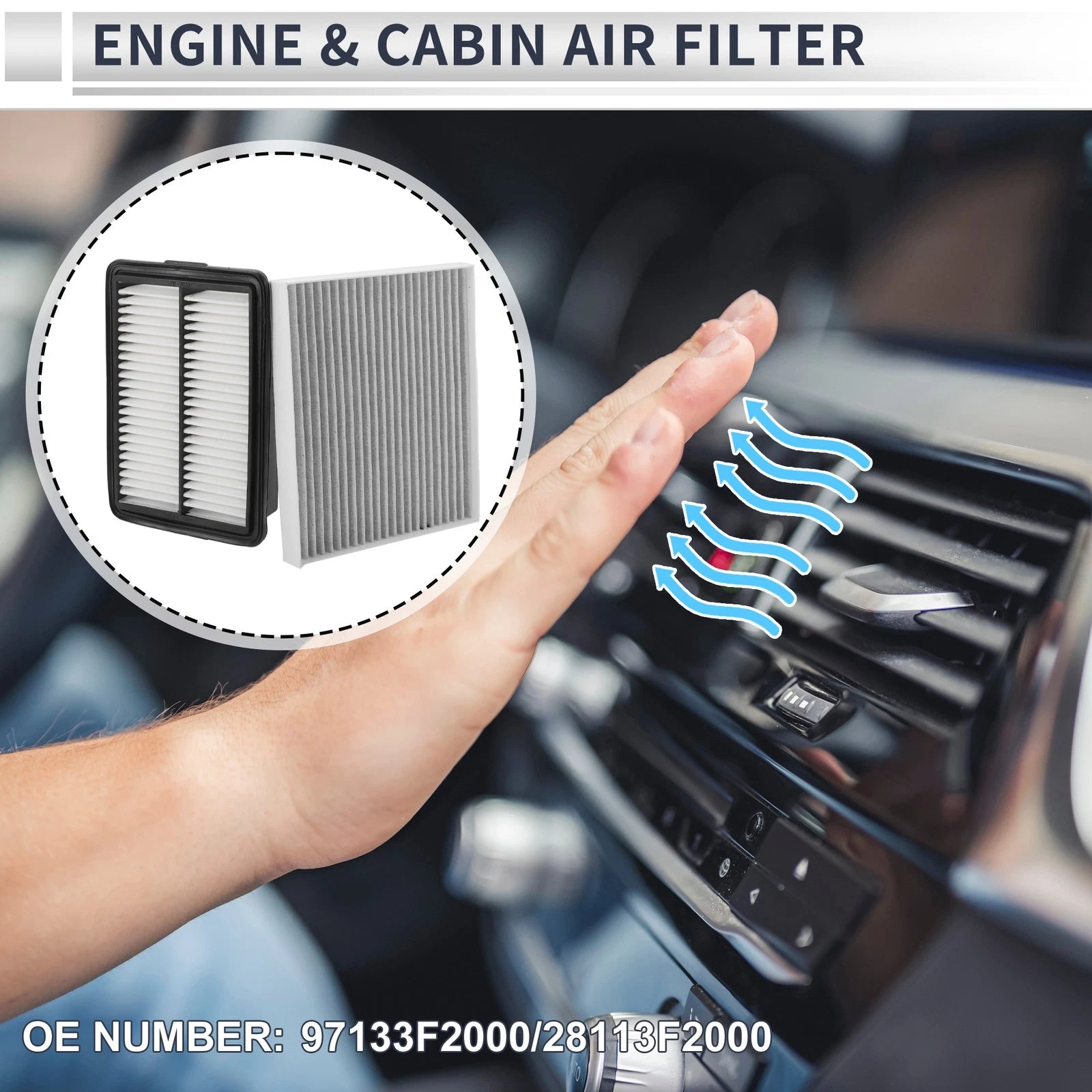 Engine Cabin Air Filter Combo No. 97133F2000 for Kia Forte (2019–2024)