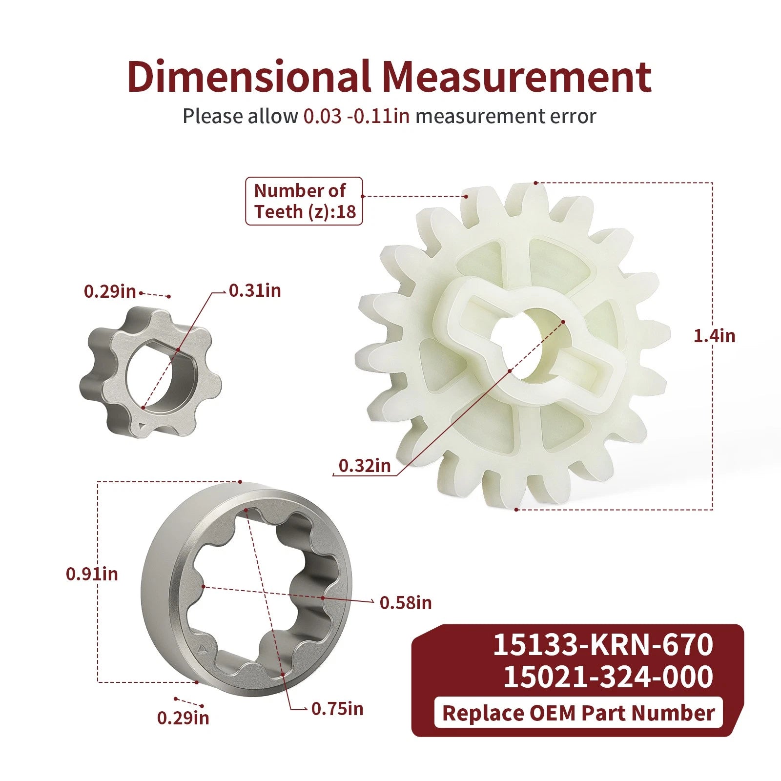 Oil Pump Driven Gear & Rotor Set for Honda CRF250R (2004–2009)