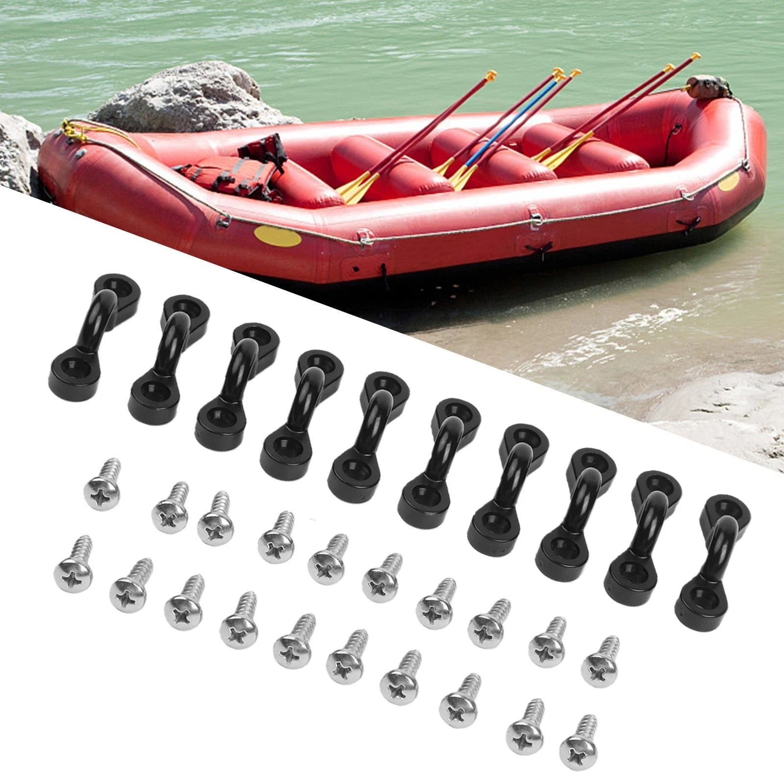 10 Pack Bungee Deck Loops with Eye Hooks for Kayaks