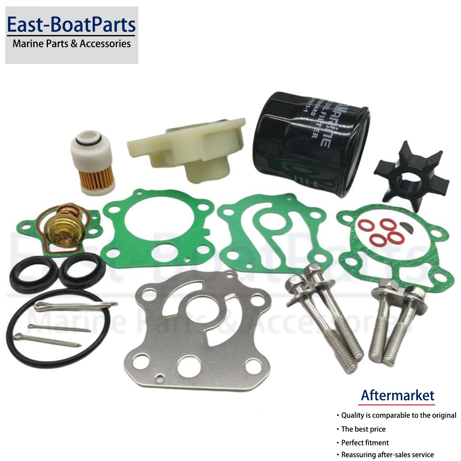 Service Parts Kit for Yamaha Outboard 50HP F50B (1996–2002) - Impeller, Thermostat, Filter