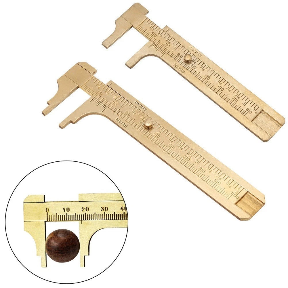 Portable Brass Vernier Caliper Ruler Measuring Tool 80/100mm Scale