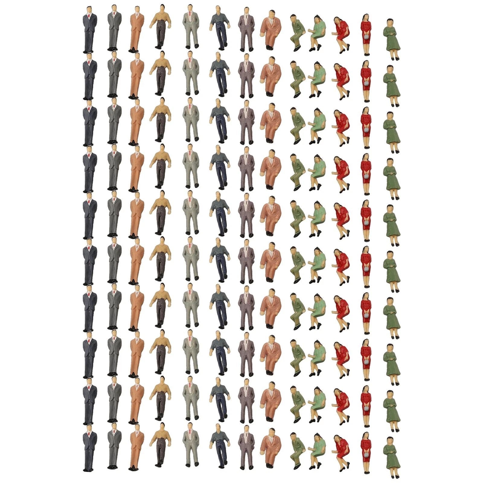 130 Pcs Painted Figures for O Scale 1:48 (Passenger, Different Poses)
