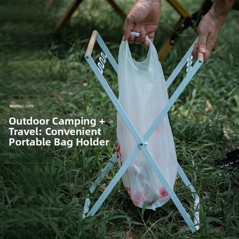 Foldable Camping Trash Rack Metal Holder for Outdoor Use