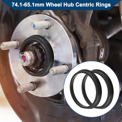 2X Wheel Hub Centric Rings for Car (OD 74.1mm ID 65.1mm) Black Polycarbonate