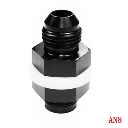 8 AN AN8 Flare Fuel Cell Bulkhead Fitting with Washer Black