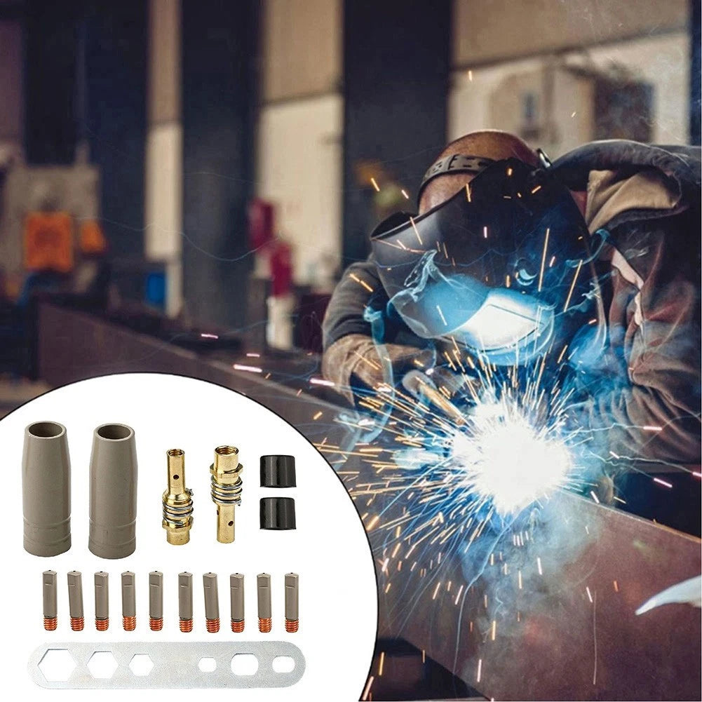 17PCS Welding Nozzle Coating Kit with Tips Holders Insulators 0.6mm