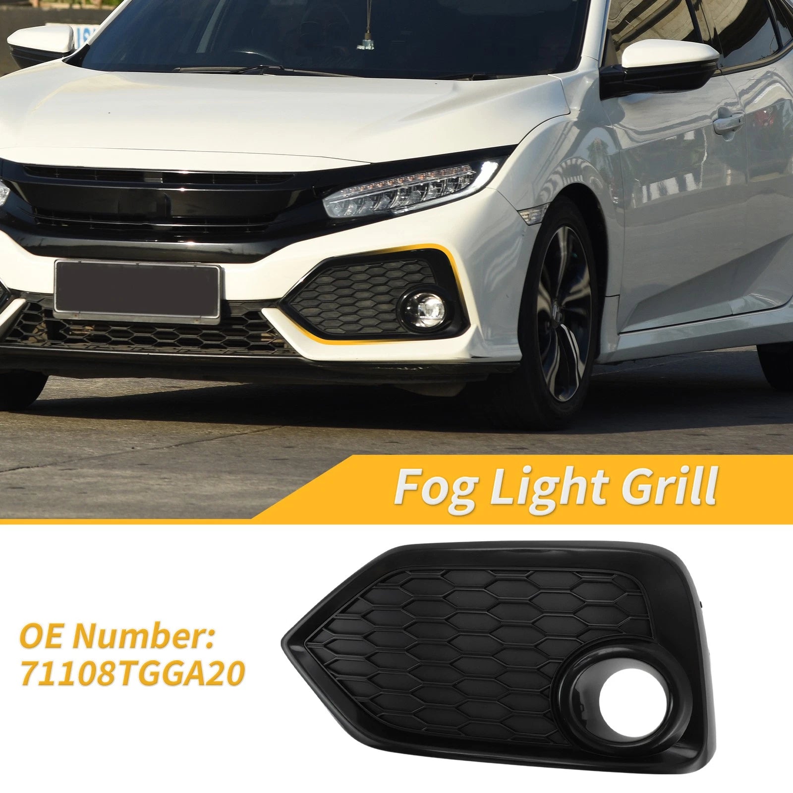 Left Side Fog Light Grill Replacement for Honda Civic Hatchback (2017–2019)