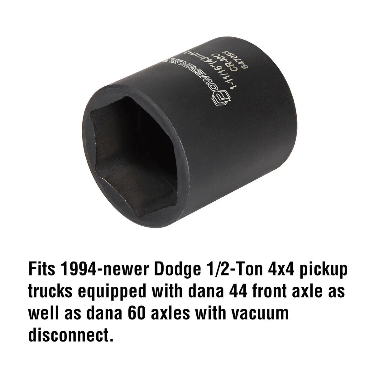 1-11/16" Spindle Nut Impact Socket for Dodge (1/2" Drive, 647093)