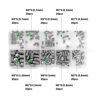 Assorted Stainless Steel Allen Head Socket Hex Set for M4-M8
