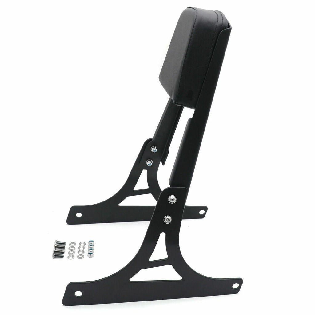 Black Flame Backrest Sissy Bar with Leather Pad for Harley Softail (2000–2017)
