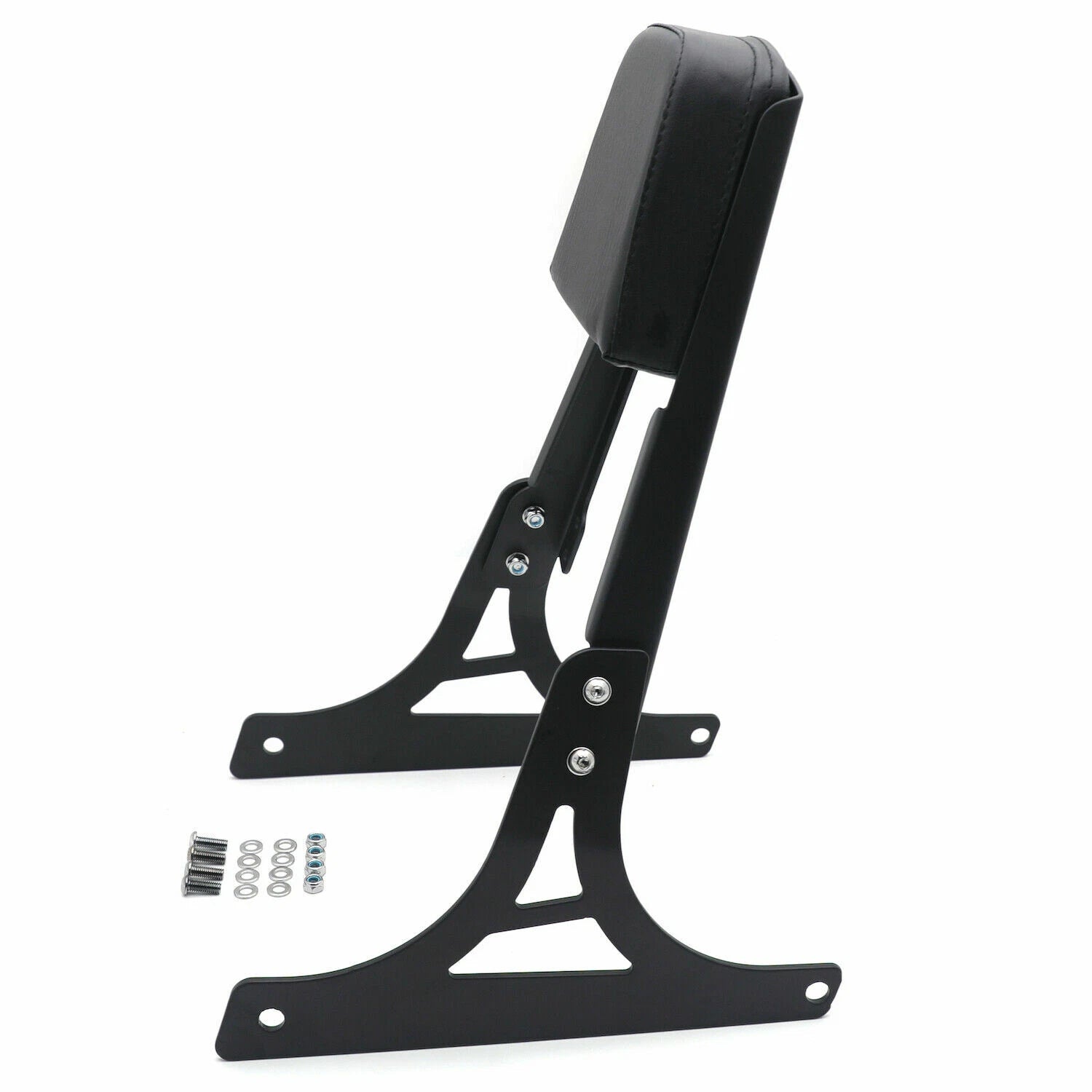 Black Flame Backrest Sissy Bar with Leather Pad for Harley Softail (2000–2017)