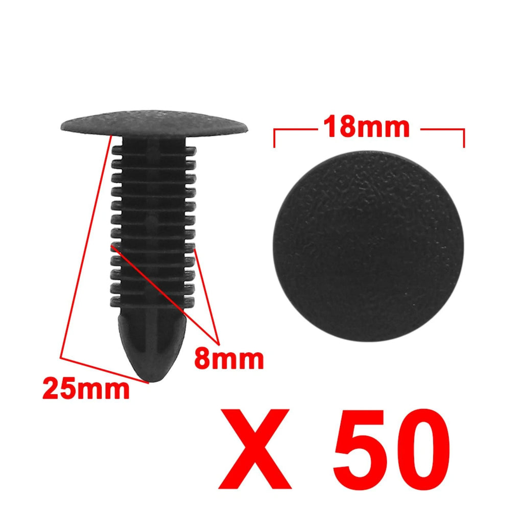 50pcs Plastic Rivets Fastener for Universal Bumper Push Screw Pin Clips (8mm)