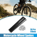36pcs Bicycle Steel Spokes J Bend 14G 178mm with Nipples for Universal (—)