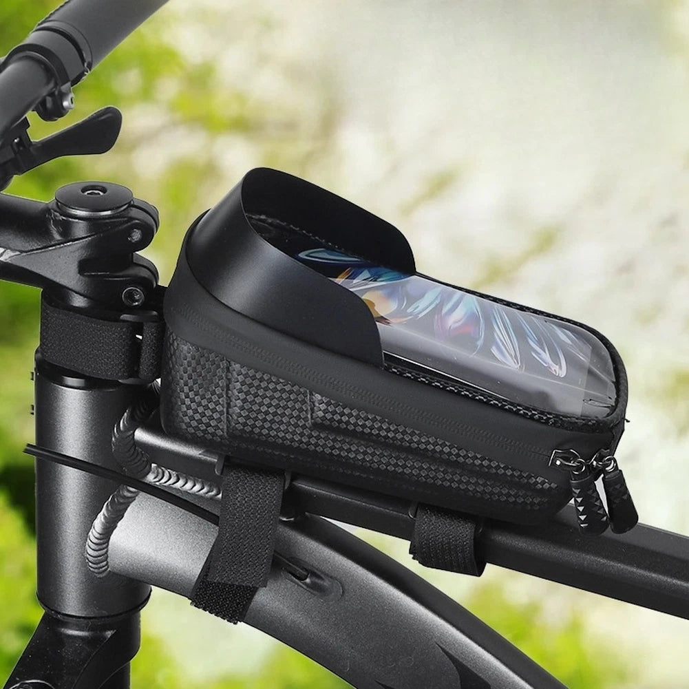 Waterproof Top Tube Bag for Bikes (EVA Hard Shell, Easy Strap Mounting)