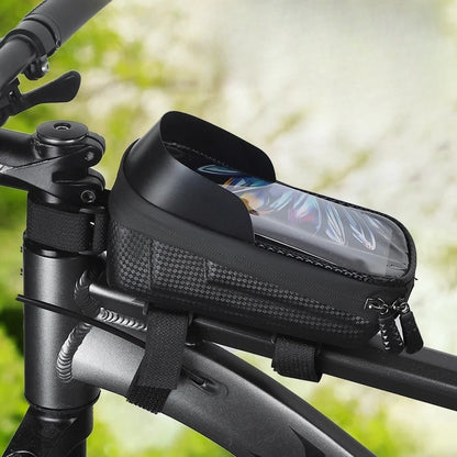 Waterproof Top Tube Bag for Bikes (EVA Hard Shell, Easy Strap Mounting)