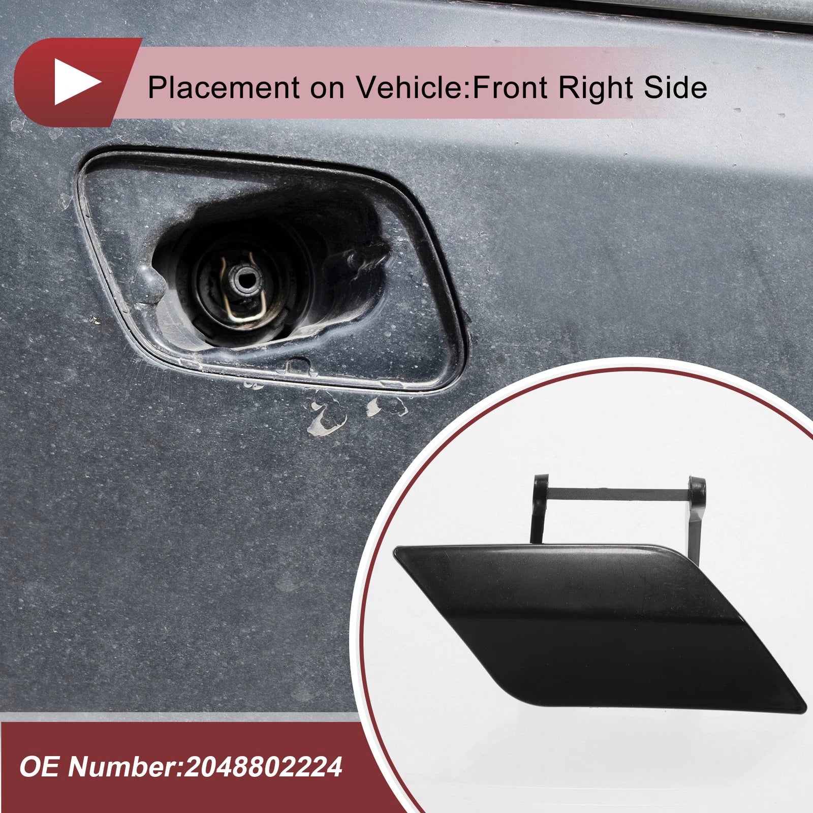 Front Right Washer Nozzle Cover Cap Replacement for Mercedes C350 (2008–2014)