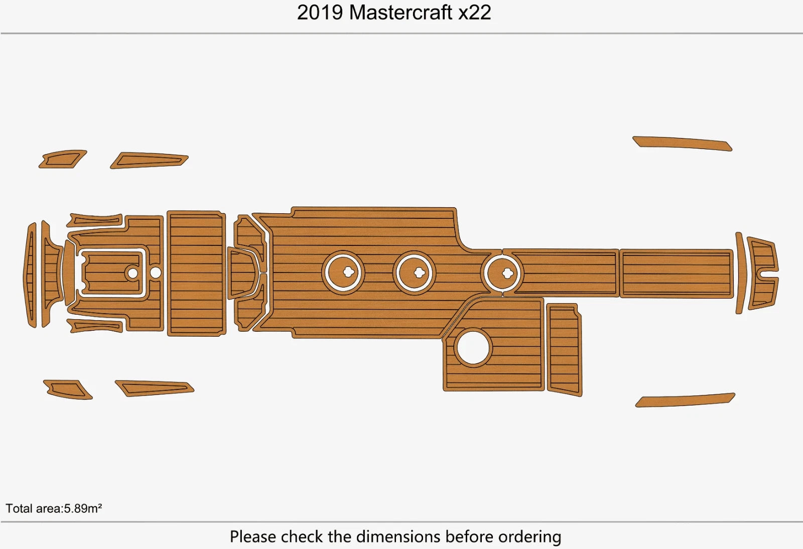 EVA Faux Teak Flooring Mats for Mastercraft X22 (2019)