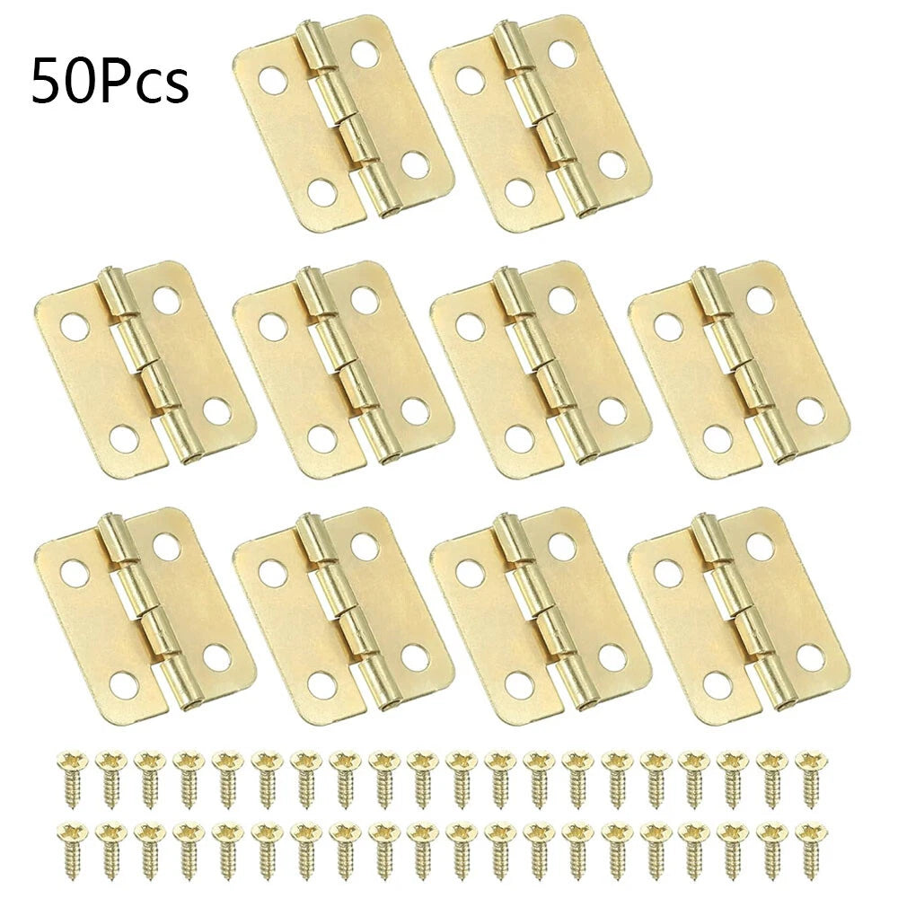 50Pcs 18x16mm Gold Hinges for Wooden Box, Toolbox, Jewelry Box
