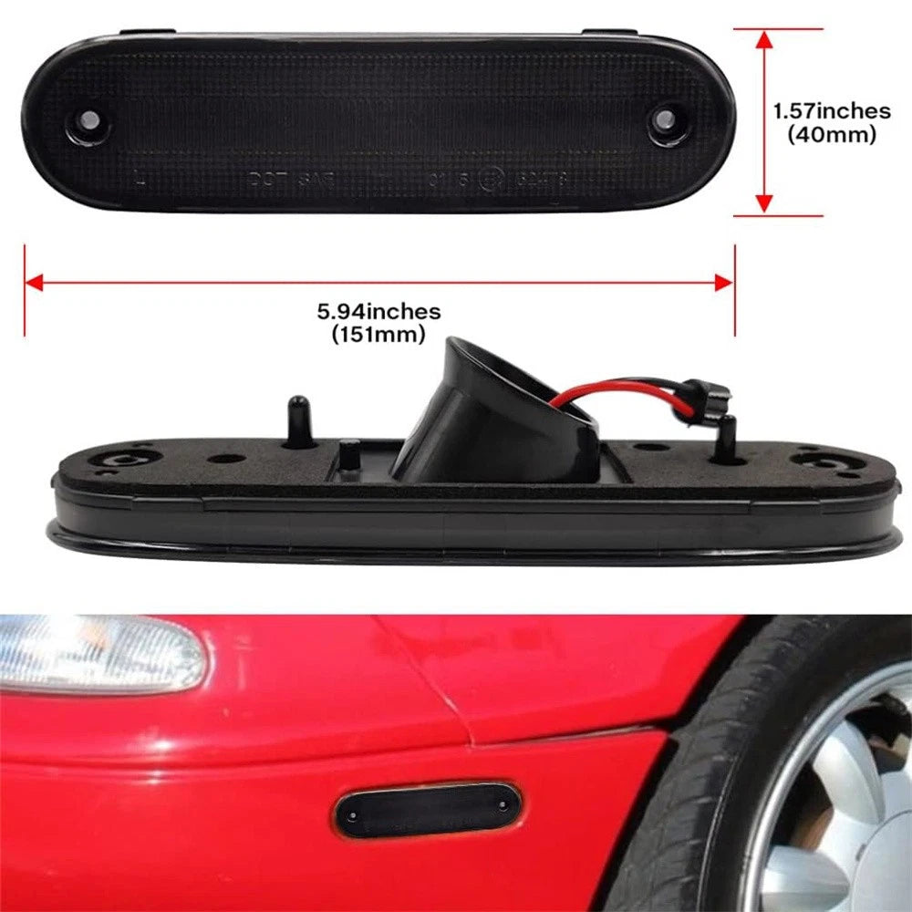 4Pcs For 1990-2005 Mazda Miata MX-5 Front Rear LED Side Marker Light Smoked Lens