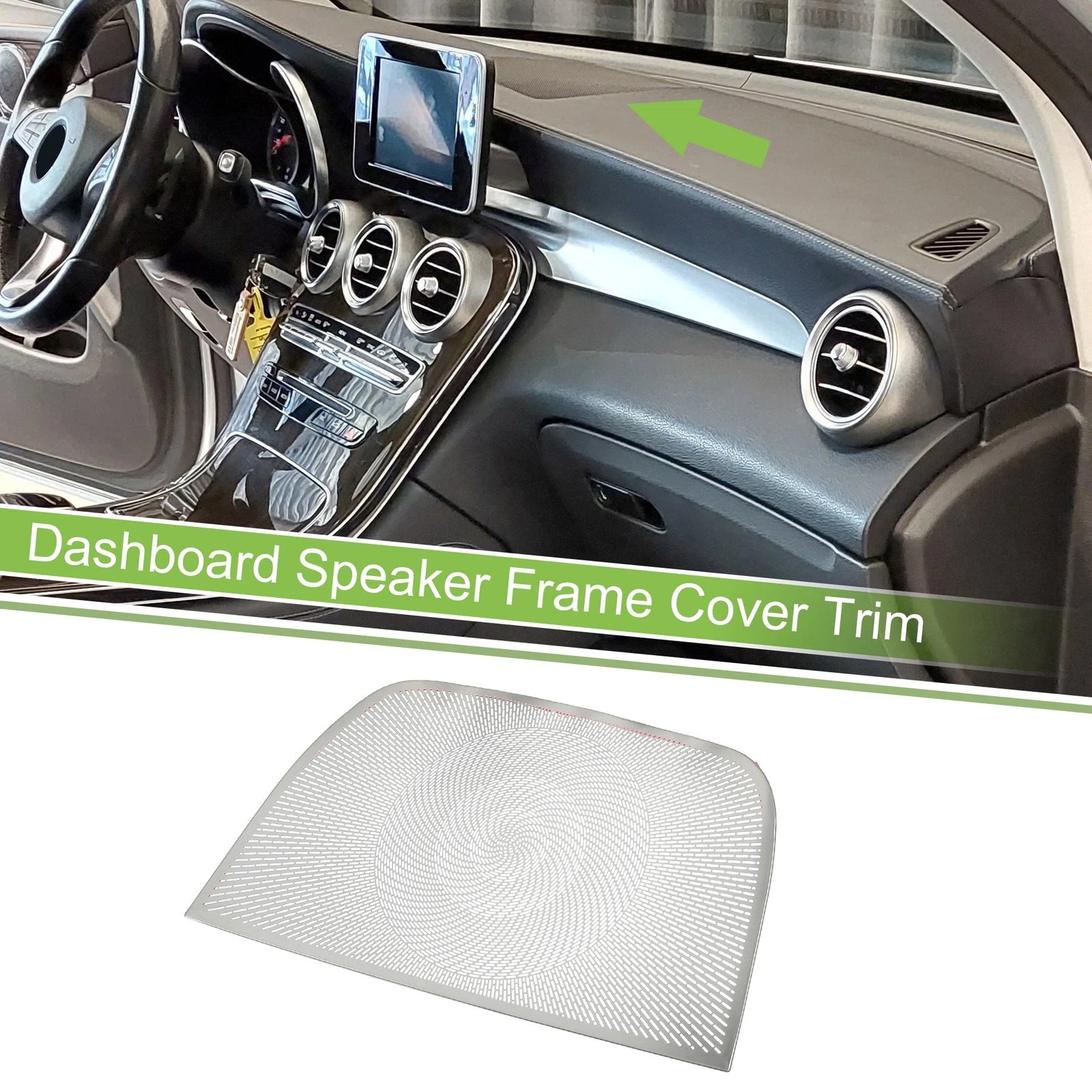 Dashboard Speaker Frame Cover Trim for Mercedes Benz GLC 2023 Silver Tone