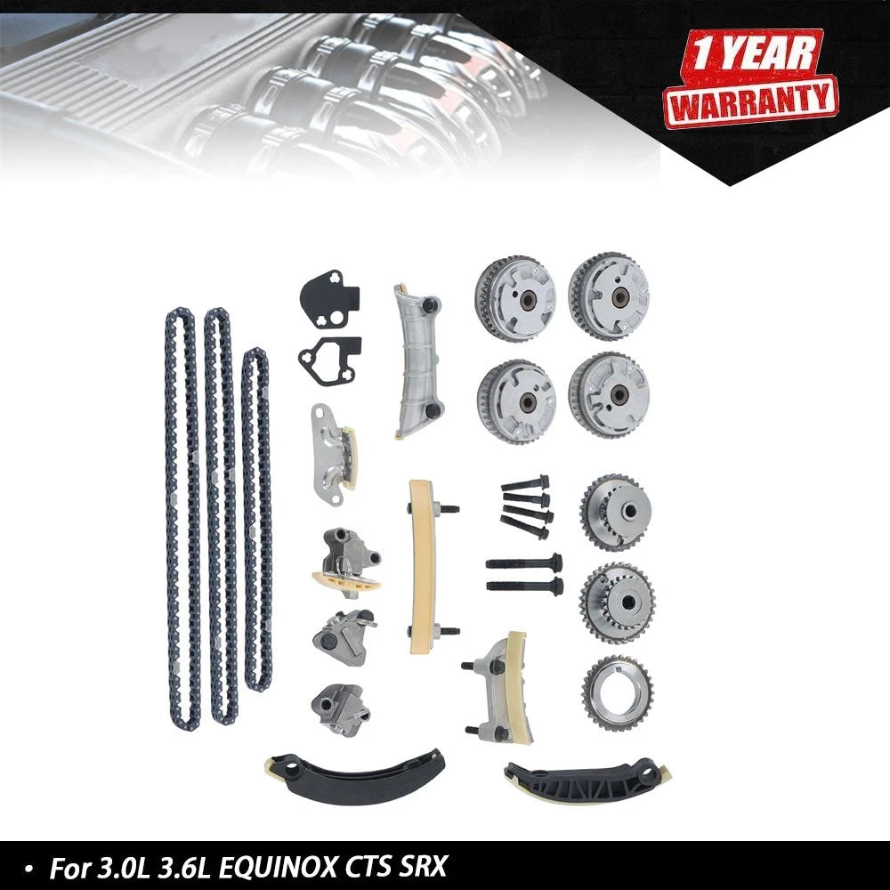 Timing Chain Kit + 4 VVT Cam Phaser for Equinox CTS SRX (3.0L 3.6L)