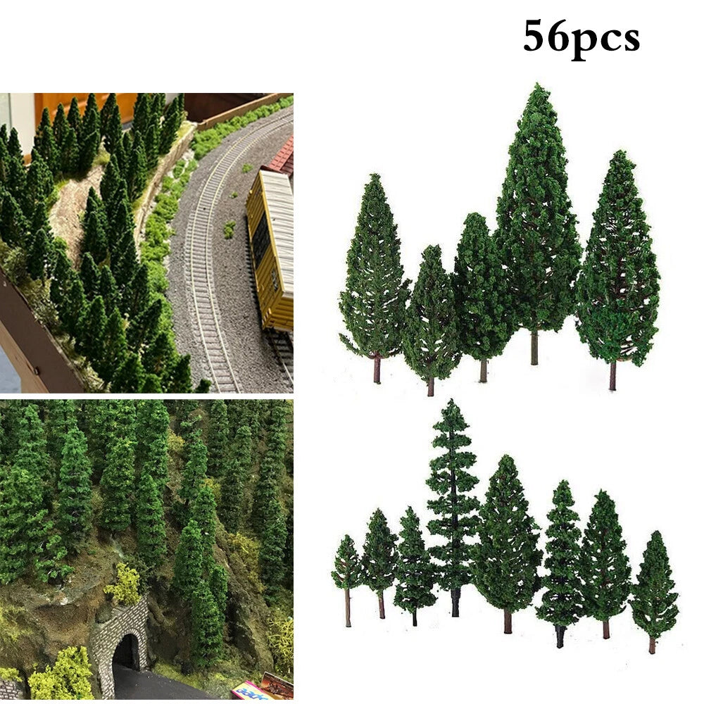 56pcs Mixed Model Tree Set for HO OO Scale Train Railroad Landscape Decor