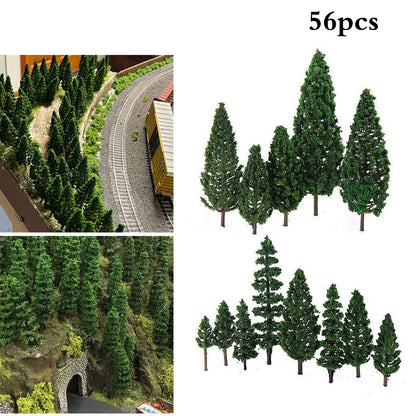 56pcs Mixed Model Tree Set for HO OO Scale Train Railroad Landscape Decor
