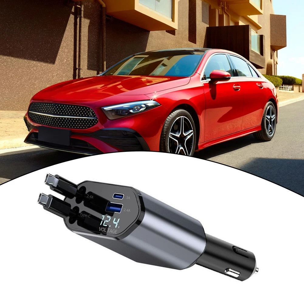 Retractable Dual Port Car Phone Charger for Universal Use (2010–2023)