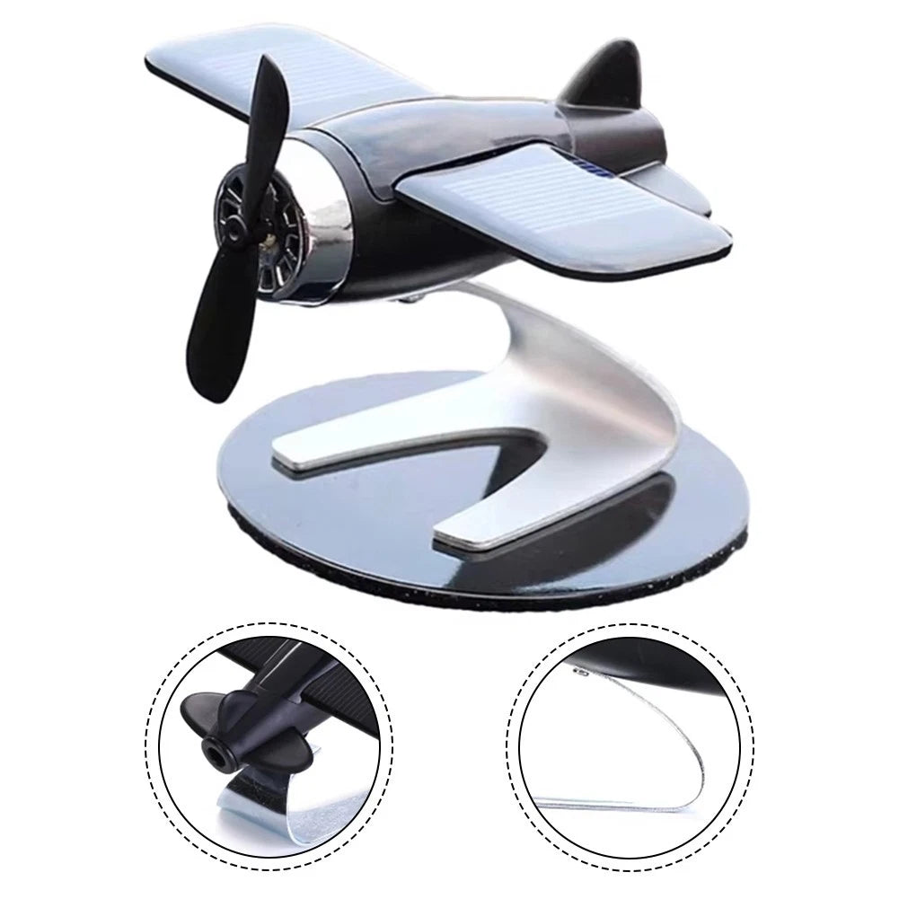 Solar Airplane Car Decoration with Automatic Rotation