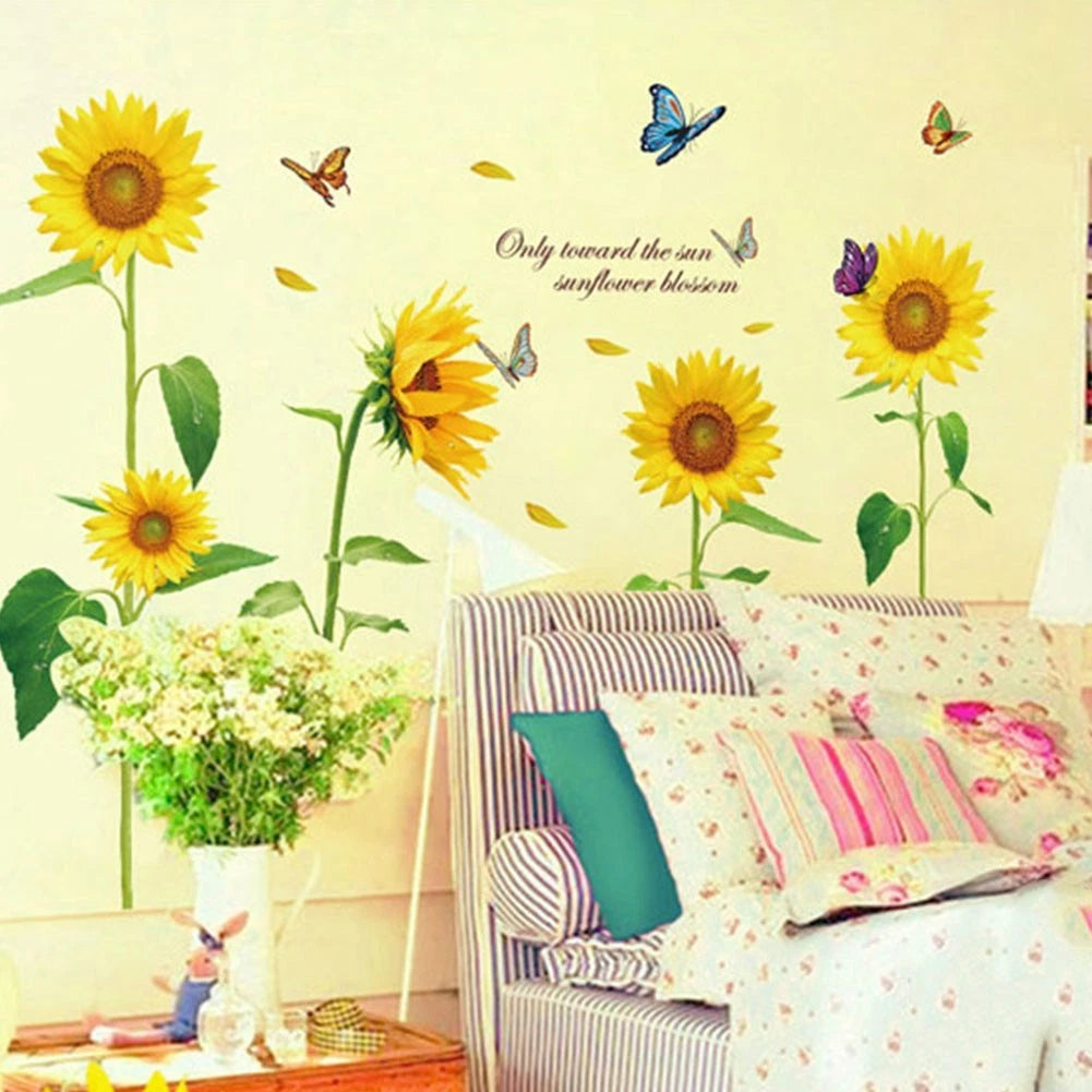 Sunflower Wall Sticker for Home Decoration (Removable, PVC)