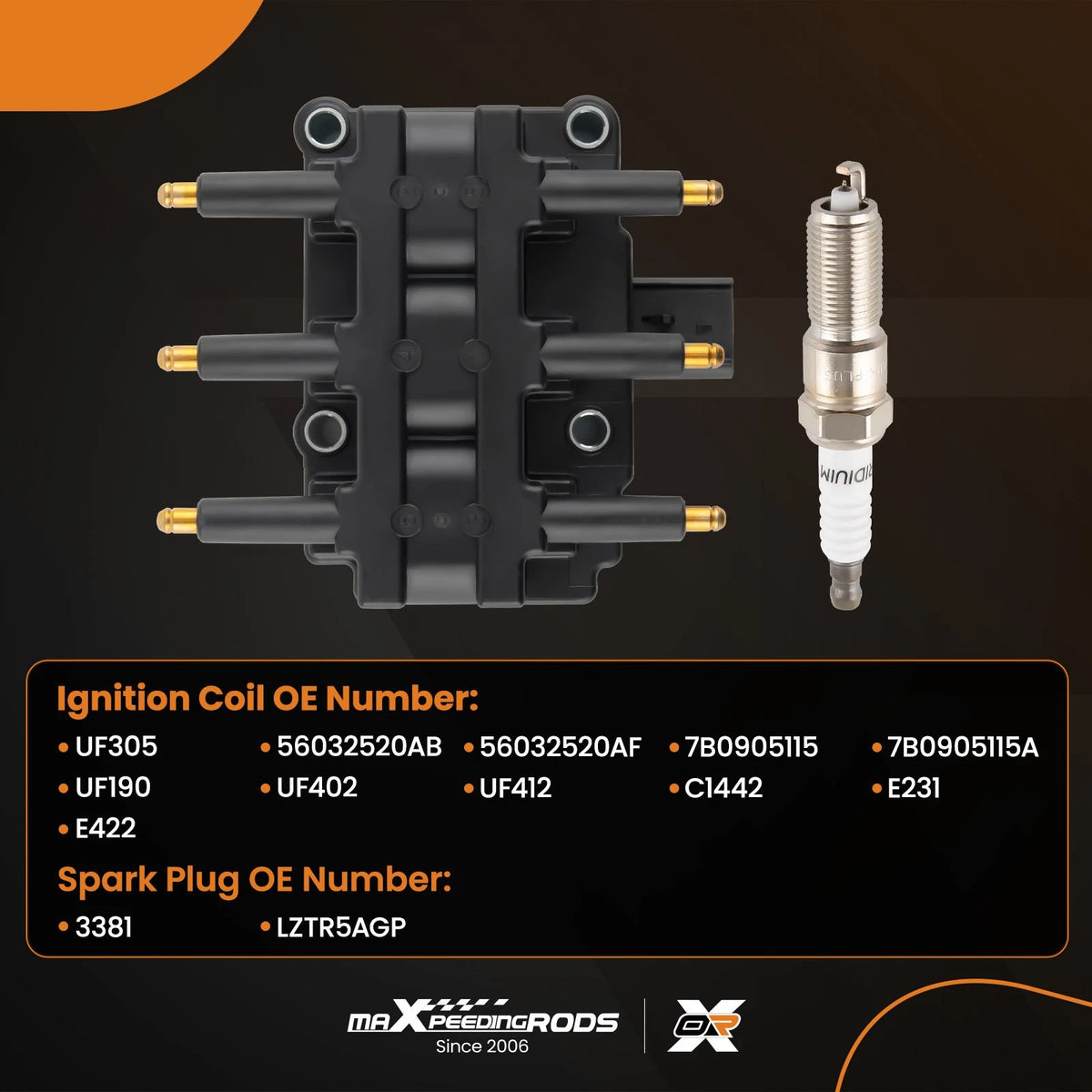 Ignition Coil & 6 Spark Plugs for Chrysler Dodge Jeep Wrangler JK (2007–2011)