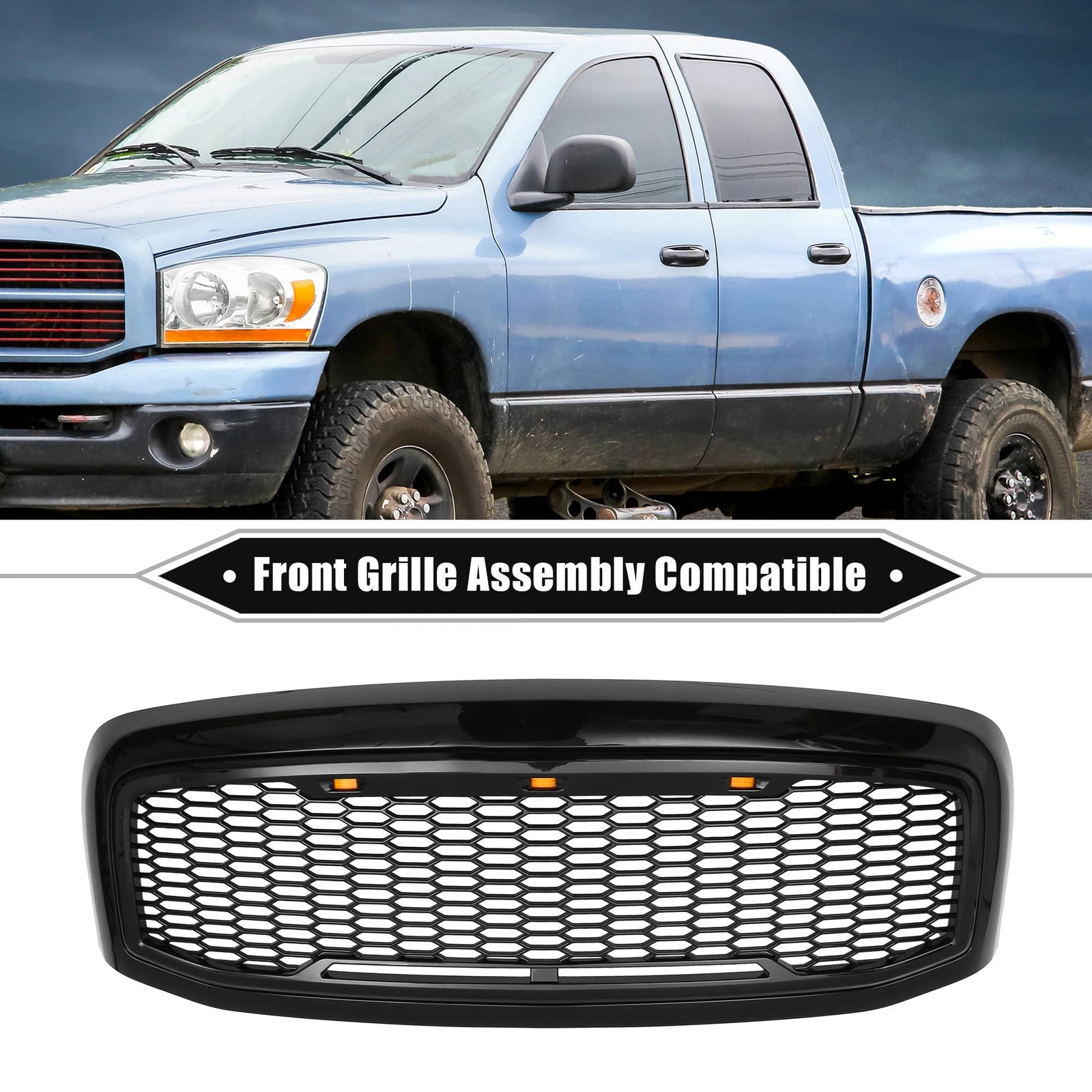 Front Grille Assembly with LED Lights for Dodge Ram 3500