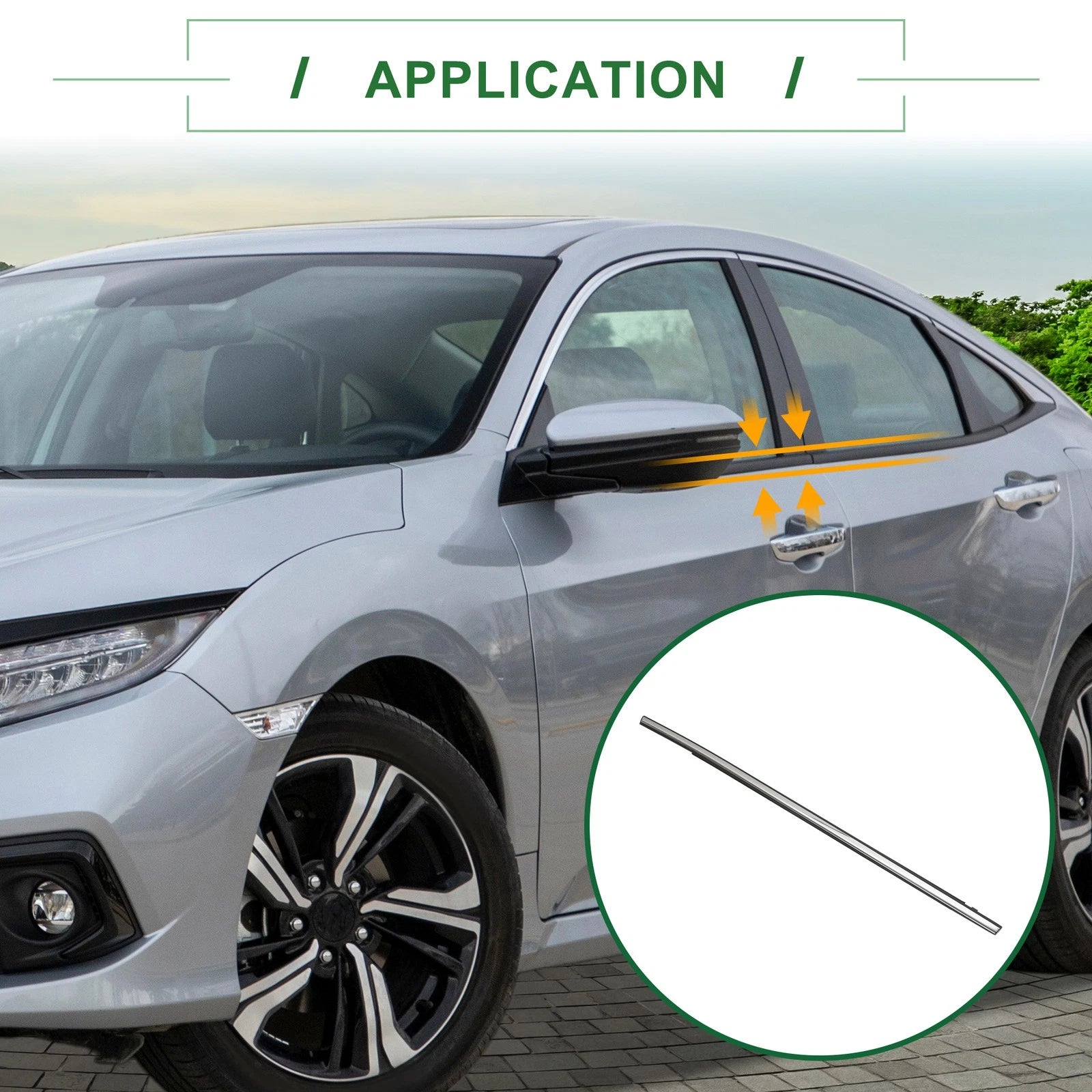 2pcs Rear Left Right Window Weatherstrip Seal Replacement for Honda Civic (2017–2020)