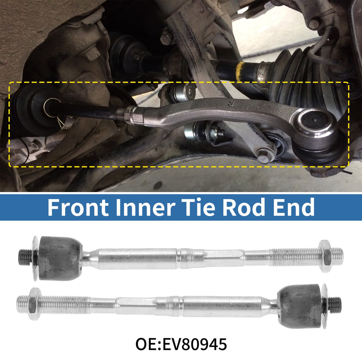 4 Pcs Front Inner Tie Rod End Links with Boot for Toyota Highlander (2014–2019)