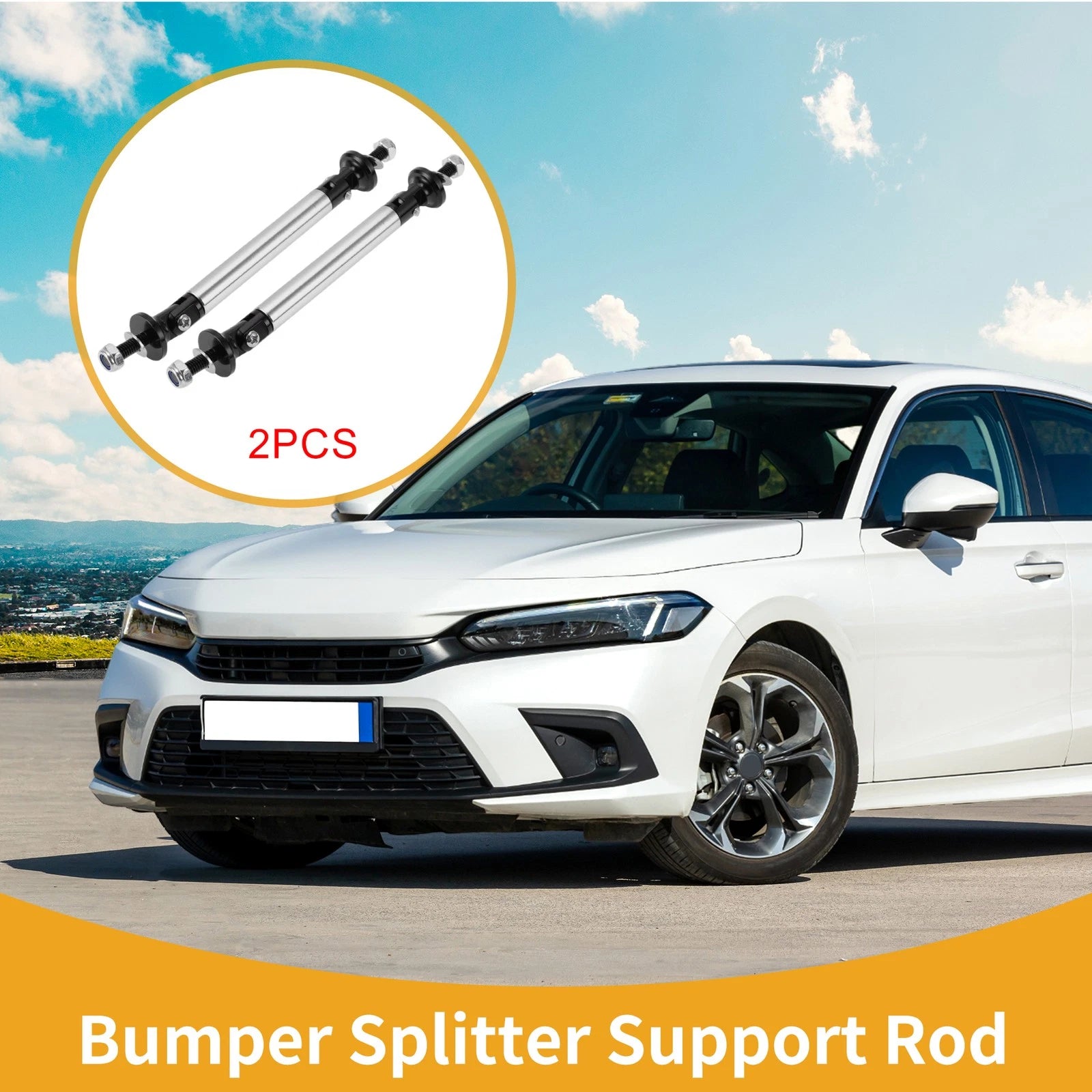 2X Adjustable Front Bumper Lip Splitter Strut for Universal Fit (75mm)