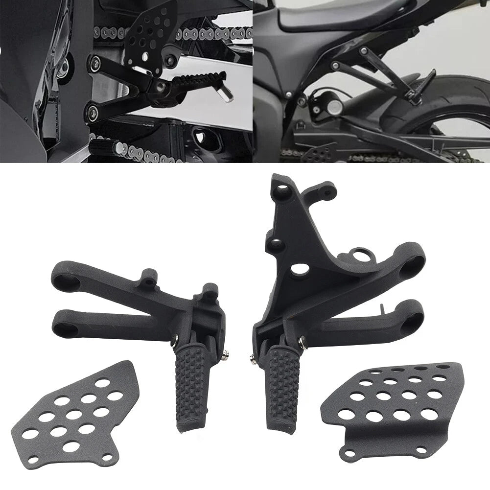 Black Front Driver Footrest Bracket Set For Honda CBR600RR CBR 600RR 2007-2024