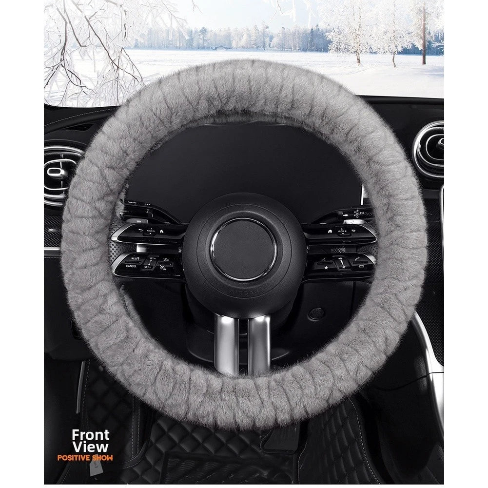 Plush Steering Wheel Cover for Universal Fit (Winter Warm, Anti-Slip)