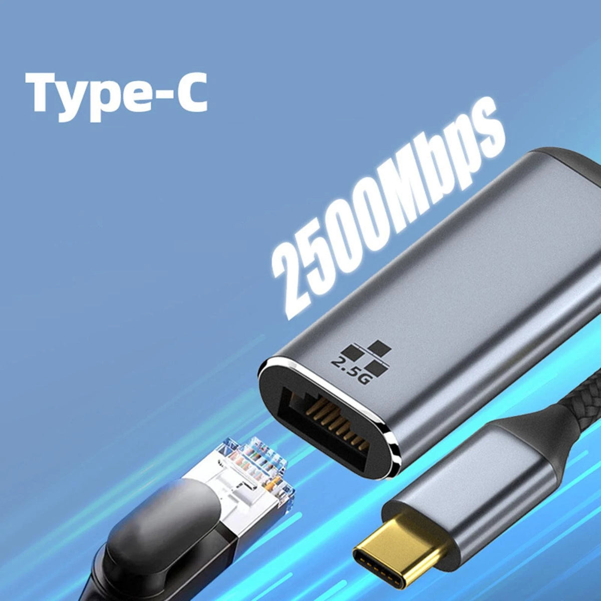2.5Gbps Type C to RJ45 Ethernet Adapter for USB Devices (10/100/1000M)
