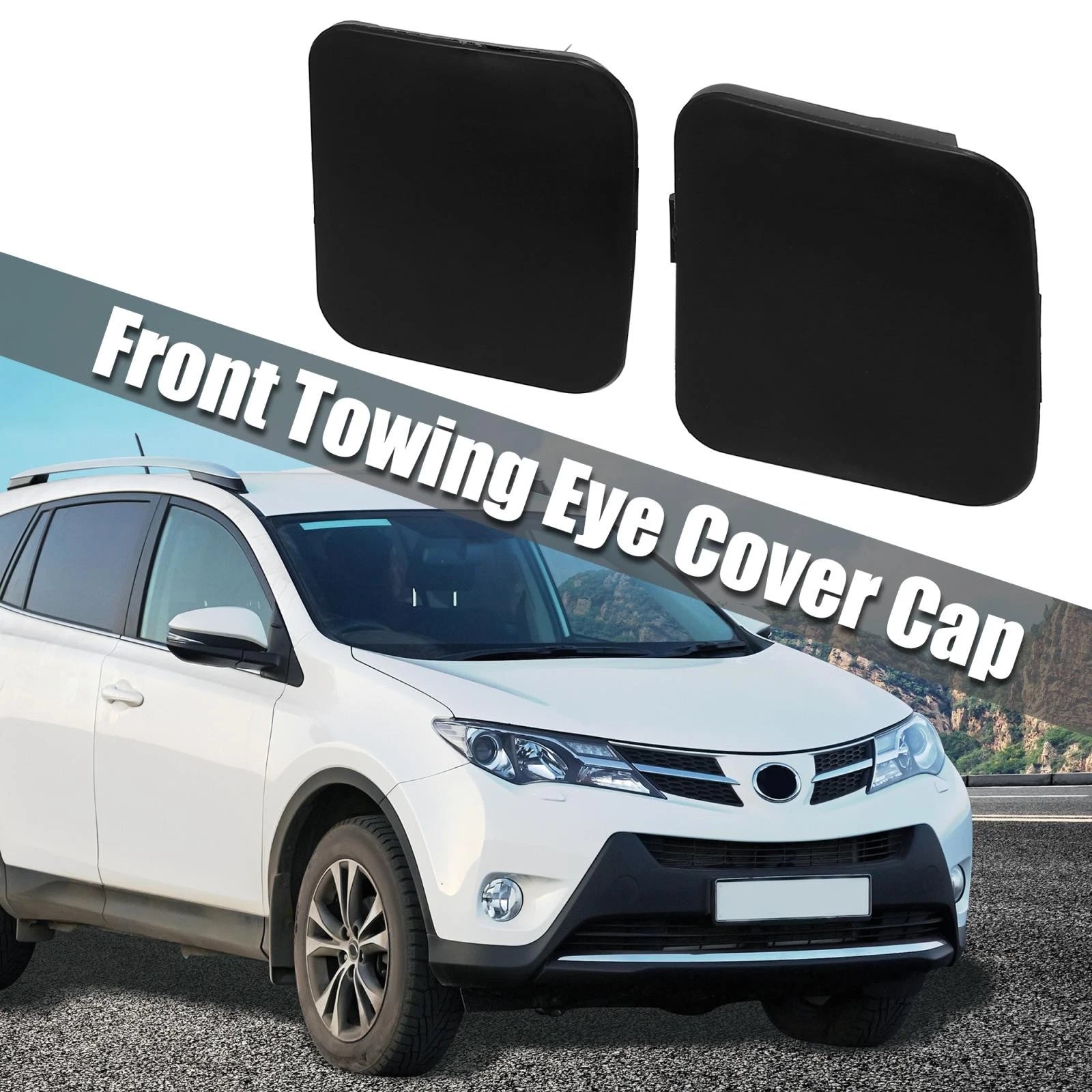 Front Bumper Tow Hook Cover Cap Pair Replacement for Toyota RAV4 (2009–2012)