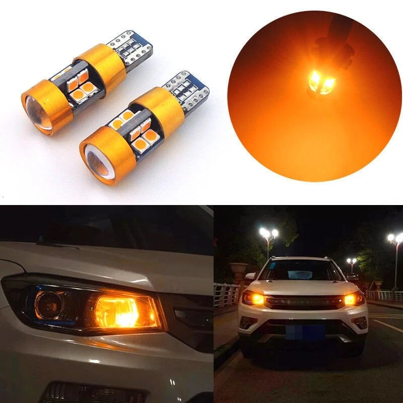 Pair T10 168 194 2825 19SMD LED Bulbs for Amber Car Position Lights