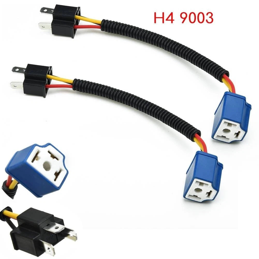 H4 Socket Connector for Motorcycle Headlight Wiring Harness (Blue/Black)