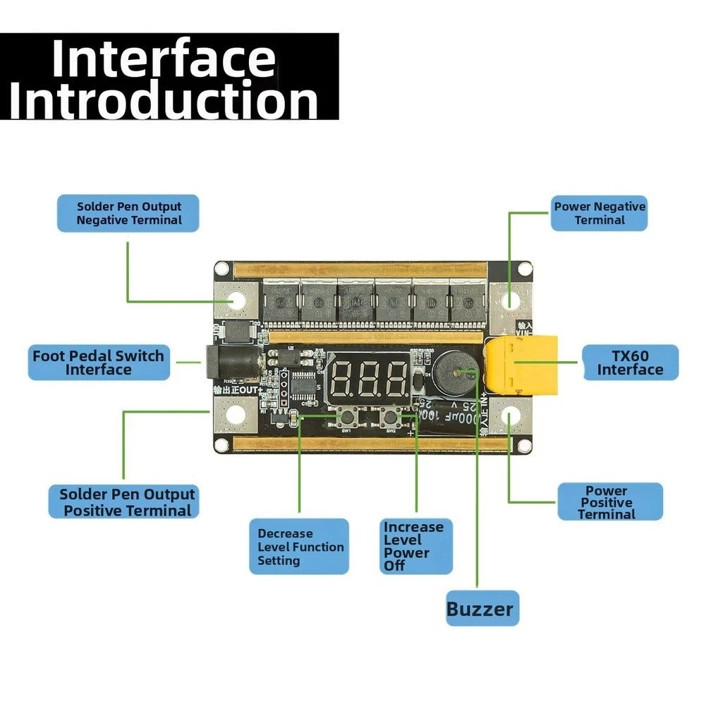 GX591 Spot Welder Control Board for Battery Welding (12V)