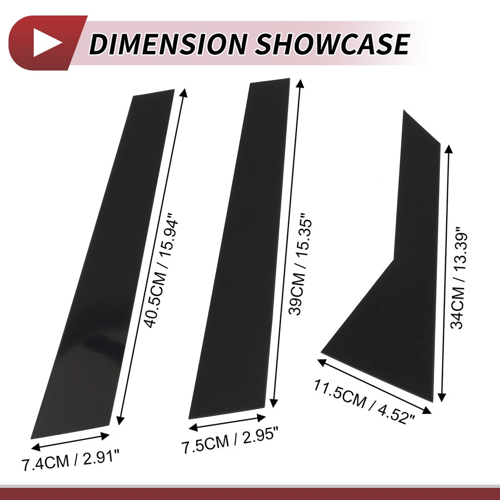 Door Pillar Window Trim Kit for Audi A4 2017–2022 Black 6 Pieces